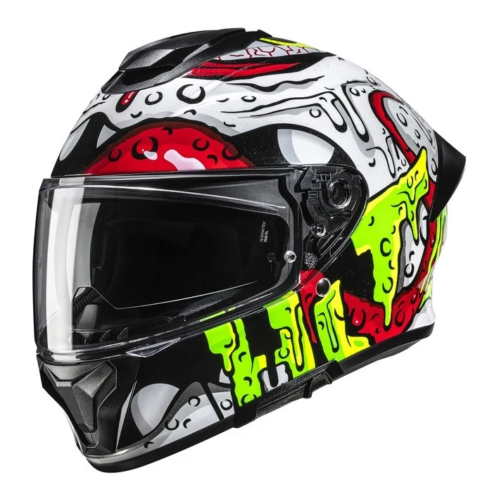 Full-face helmet HJC C71 SQUEEZE WHITE/GREEN white green fluo red yellow black
