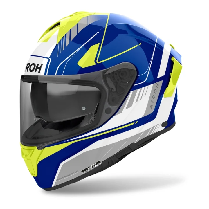 Full-face helmet AIROH SPARK 2 CHRONO BLUE/YELLOW GLOSS blue yellow fluo grey white