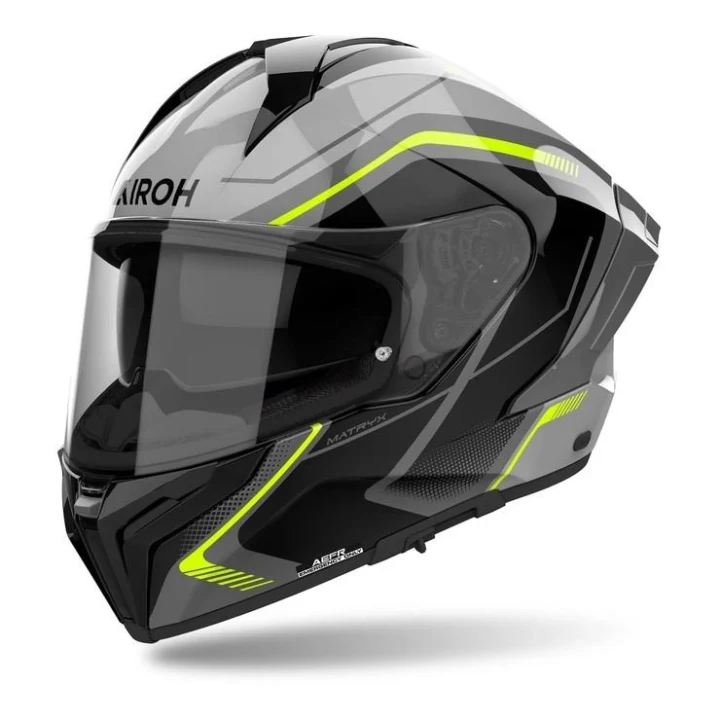 Full-face helmet AIROH MATRYX WIDE YELLOW GLOSS yellow fluo grey black