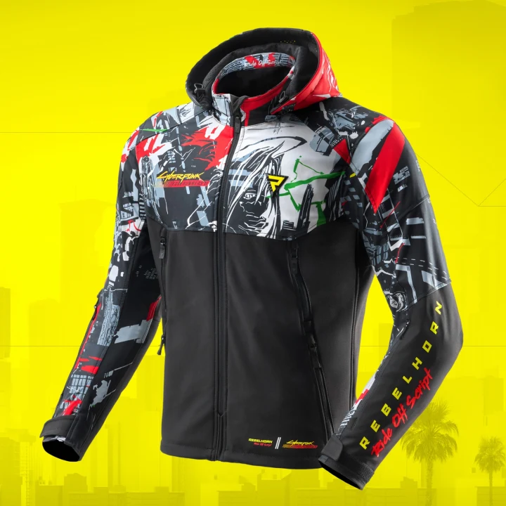 Textile jacket REBELHORN SLASH CYBERPUNK EDGERUNNERS 2 black white grey red fluo yellow fluo green