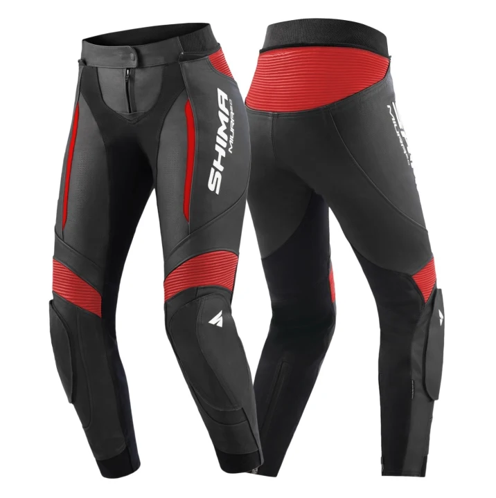 Women's leather pants SHIMA MIURA 2.0 BLACK/RED black red white