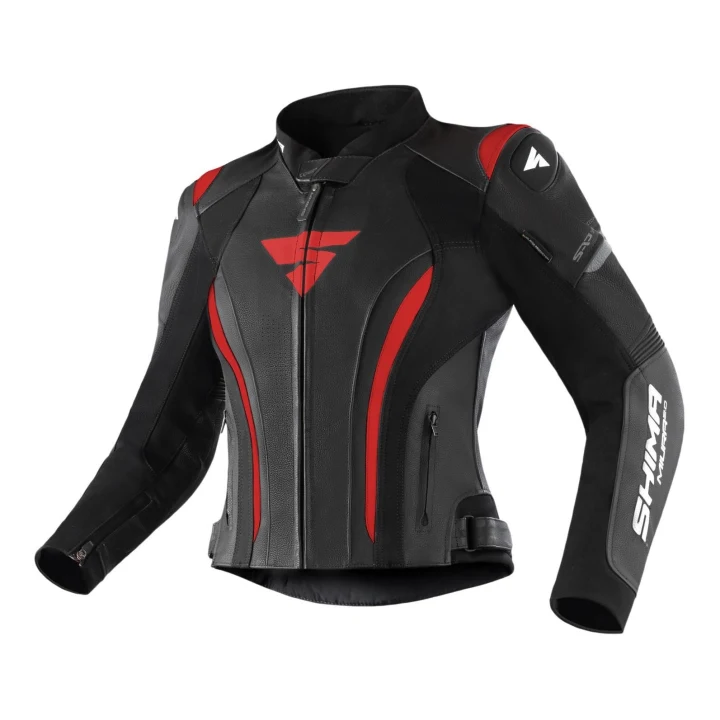 Women's leather jacket SHIMA MIURA 2.0 BLACK/RED black red white