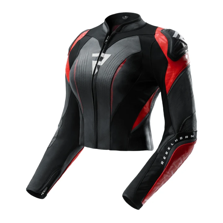 Women's leather jacket REBELHORN DIVA RS BLACK/RED black red