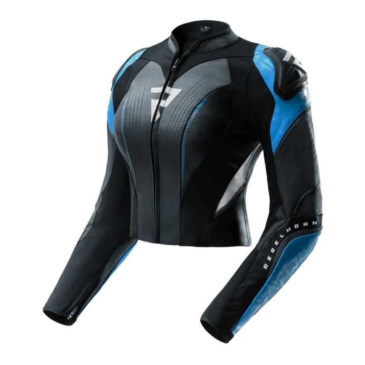 Women's leather jacket REBELHORN DIVA RS BLACK/BLUE black blue