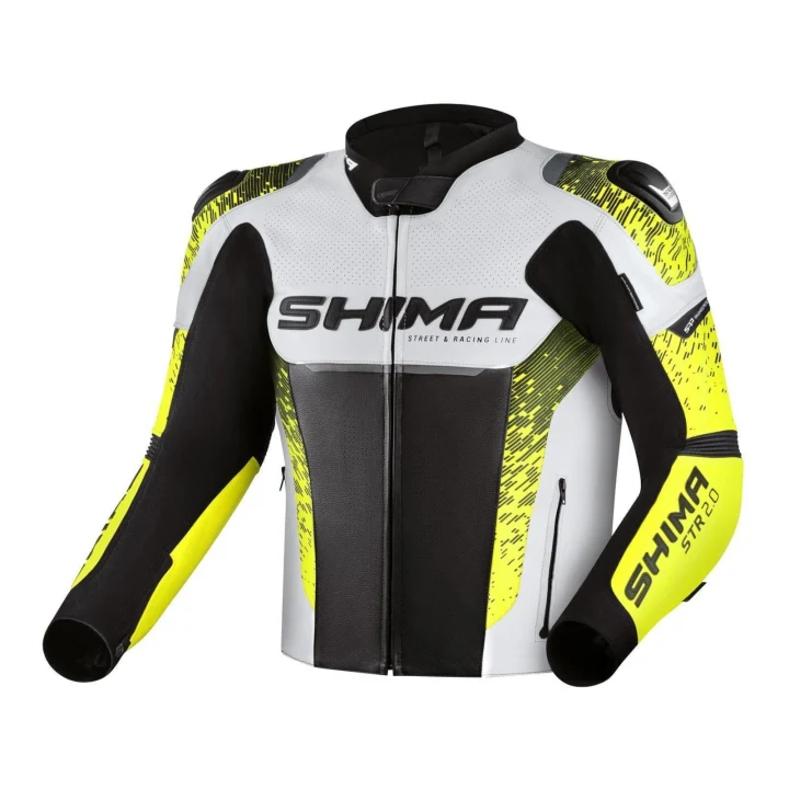 Leather jacket SHIMA STR 2.0 fluo black white yellow fluo