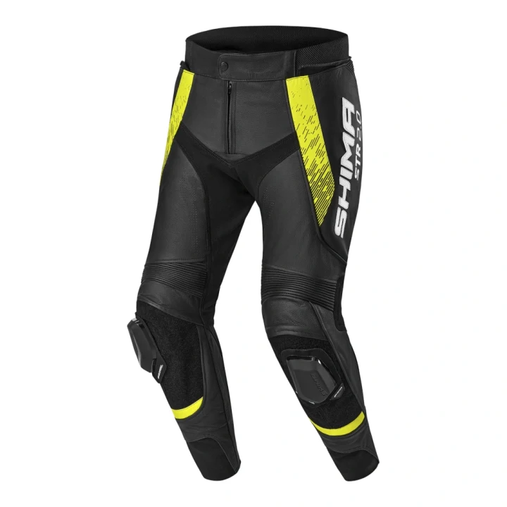 Leather pants SHIMA STR 2.0 BLACK/fluo black yellow fluo