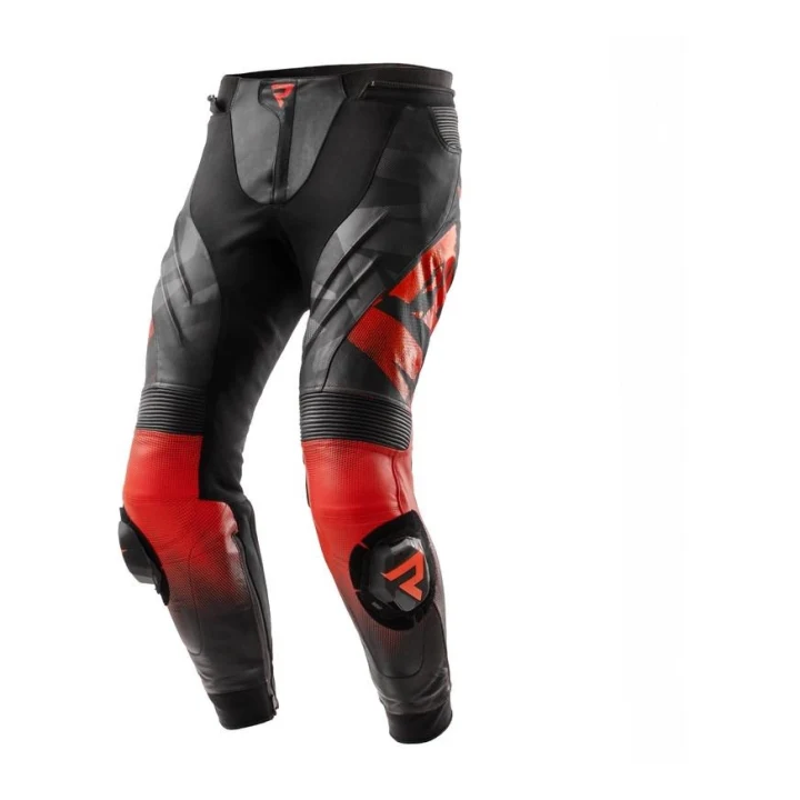 Leather pants REBELHORN INFERNO BLACK/fluo RED black red fluo
