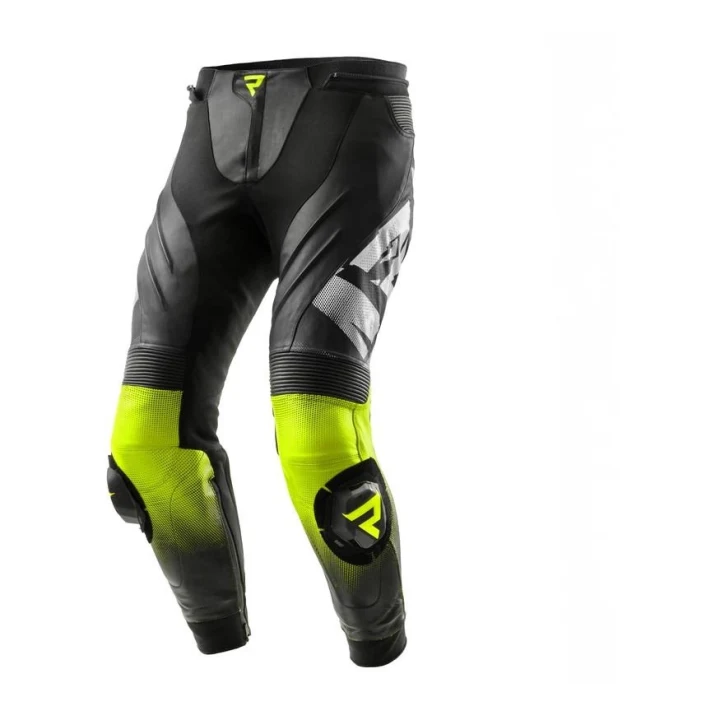 Leather pants REBELHORN INFERNO BLACK/WHITE/fluo YELLOW black white yellow fluo