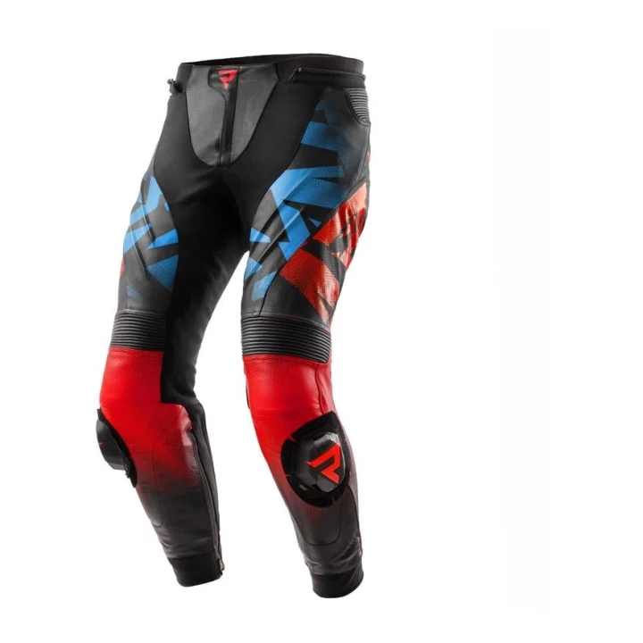 Leather pants REBELHORN INFERNO BLACK/BLUE/WHITE/RED black blue white red