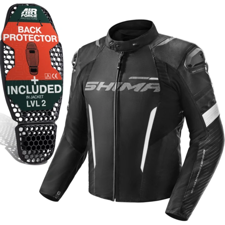 Textile jacket SHIMA SOLID 2.0 BLACK/WHITE black white